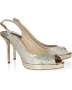 Jimmy Choo Nova Glittered Leather Slingbacks - Lyst