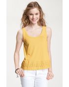 Frenchi® Eyelet Lace Hem Tank - Lyst