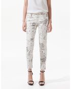 Zara Floral Print Trousers - Lyst