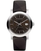 Burberry Swiss Smoked Check Brown Fabric Strap 38mm - Lyst