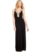 Calvin Klein Sleeveless Vneck Crochet Beaded Maxi - Lyst