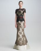Carolina Herrera Colorblock Lace Gown - Lyst