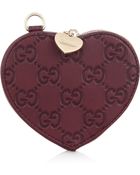 Gucci Monogrammed Leather Heart Coin Purse - Lyst