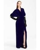 Lanvin Faux Wrap Velvet Gown - Lyst
