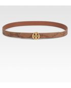 Tory Burch Skinny Reversible Leather Logo Belt - Lyst