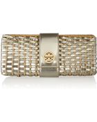 Tory Burch Rattan and Faux Leather Clutch - Lyst