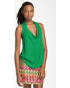Haute Hippie Drape Neck Sleeveless Silk Top - Lyst