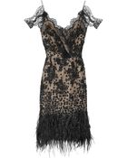 Oscar de la Renta Feather and Sequinembellished Lace Dress - Lyst