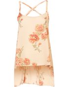 Topshop Rose Print Step Hem Cami Top - Lyst