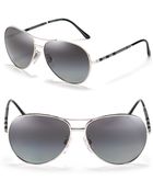 Burberry Rimmed Aviator Sunglasses with Check Temple - Lyst