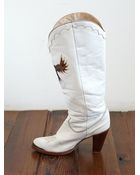 Free People Vintage White Leather Cowboy Boots - Lyst