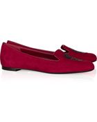 Alexander McQueen Sequin Skullembellished Suede Loafers - Lyst