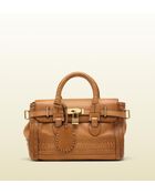Gucci Handmade Medium Top Handle Bag with Woven Web Detail - Lyst