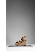 Burberry Overdyed Leather Espadrille Wedges - Lyst