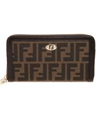 Fendi Zucco Zip Around Wallet - Lyst