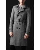 Burberry Prorsum Herringbone Wool Trench Coat - Lyst