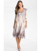 Komarov Beaded Pleated Charmeuse Dress Jacket - Lyst