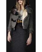 Burberry Prorsum Fur Collar Herringbone Jacket - Lyst