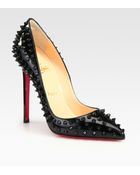 Christian Louboutin Studded Patent Leather Pumps - Lyst