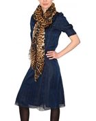Saint Laurent Leopard Print Scarf - Lyst