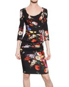 Dolce & Gabbana Printed Stretch Silk Charmeuse Dress - Lyst
