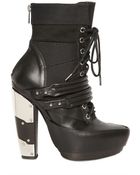 Rodarte 120mm Mirrored Heel Leather Combat Boots - Lyst