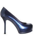 Saint Laurent 110mm Tribtoo Metallic Leather Pumps - Lyst
