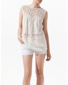 Zara Blouse with Lace Bib Front - Lyst