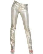 Blumarine Hand Waxed Stretch Cotton Denim Jeans - Lyst