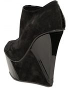 Diego Dolcini 140mm Suede and Patent Open Toe Wedges - Lyst