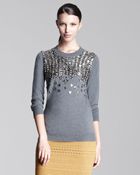 Lela Rose Embellished Crewneck Sweater - Lyst