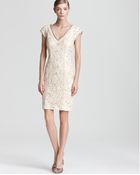 Sue Wong Cap Sleeve Dress Embellished - Lyst