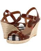 Burberry Check Detail Espadrille Wedges - Lyst