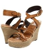 Burberry Overdyed Leather Espadrille Wedges - Lyst