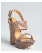 L.A.M.B. Chocolate Leather Mabelle Platform Sandals - Lyst