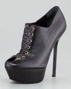 Sergio Rossi Peep-Toe Bootie - Lyst
