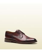 Gucci Cezanne Bordeaux Leather Laceup Derby - Lyst