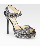 Jimmy Choo Linda Glitter Coated Leather Platform Sandals - Lyst