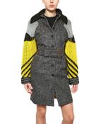 Kenzo Wool Felt Coat with Knitted Sleeves - Lyst