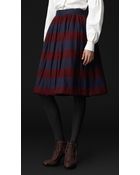Burberry Prorsum Striped Cotton and Silk Skirt - Lyst