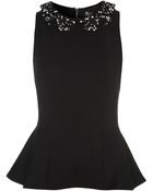 Topshop Embellished Collar Peplum Top - Lyst