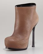 Saint Laurent Tribtoo Snake-Embossed Bootie - Lyst