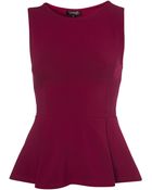 Topshop Sleeveless Peplum Top - Lyst