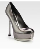 Saint Laurent Metallic Leather Platform Pumps - Lyst