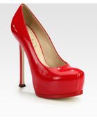 Saint Laurent Embossed Leather Platform Pumps - Lyst