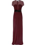 Burberry Prorsum Belted Crinkled Silk Crepe Gown - Lyst