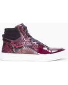 Saint Laurent Raspberry Python Malibu Sneakers - Lyst