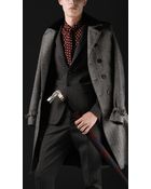 Burberry Prorsum Velvet Collar Herringbone Trench Coat - Lyst