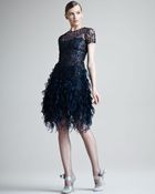 Oscar de la Renta Beaded Ruffled Dress - Lyst