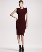 Valentino Velvet Ruffled Shoulder Dress - Lyst